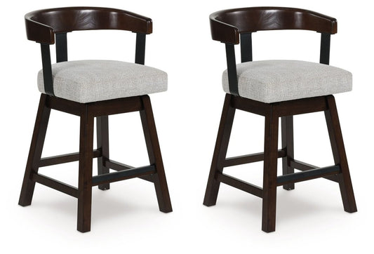Haddigan - Dark Brown - Upholstered Swivel Barstool (Set of 2) Stool Sets by Signature Design by Ashley® - Walls Furniture & Mattress