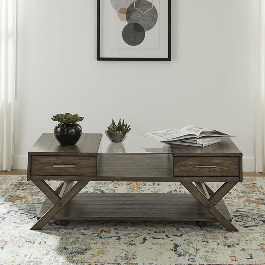 Lennox - Display Cocktail Table - Dark Brown Cocktail Tables by Liberty Furniture - Walls Furniture & Mattress
