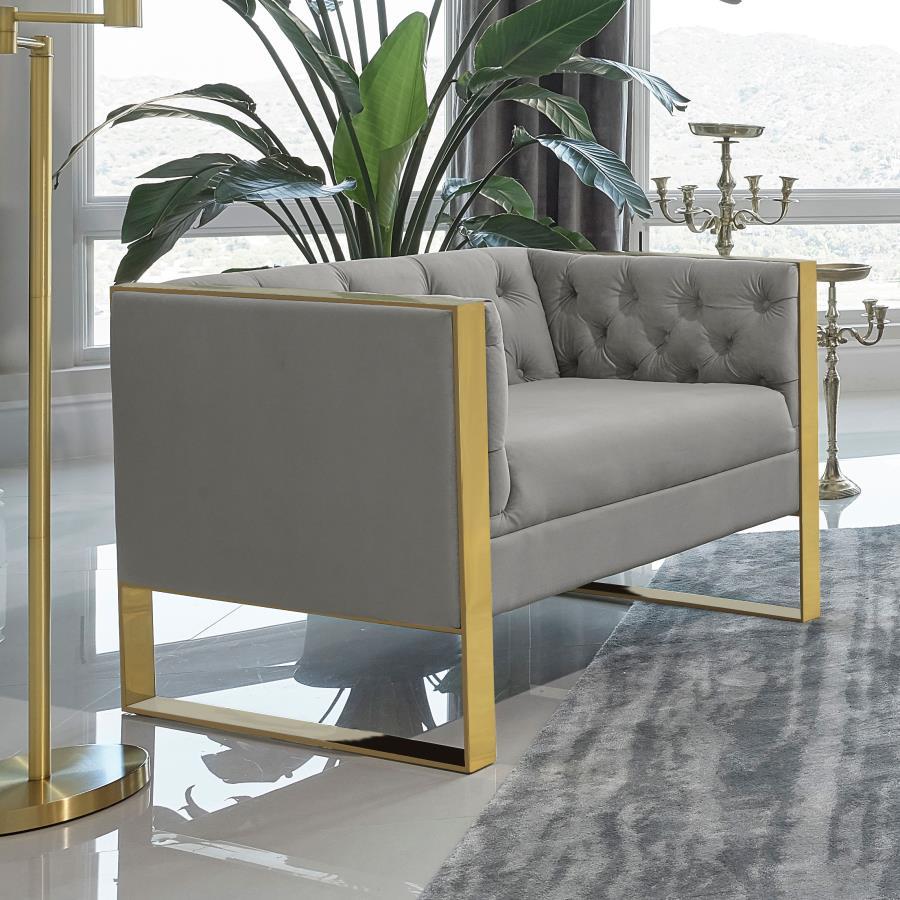 Eastbrook - Velvet Upholstered Tufted Accent Chair - Gray Arm Chairs by CoasterElevations - Walls Furniture & Mattress