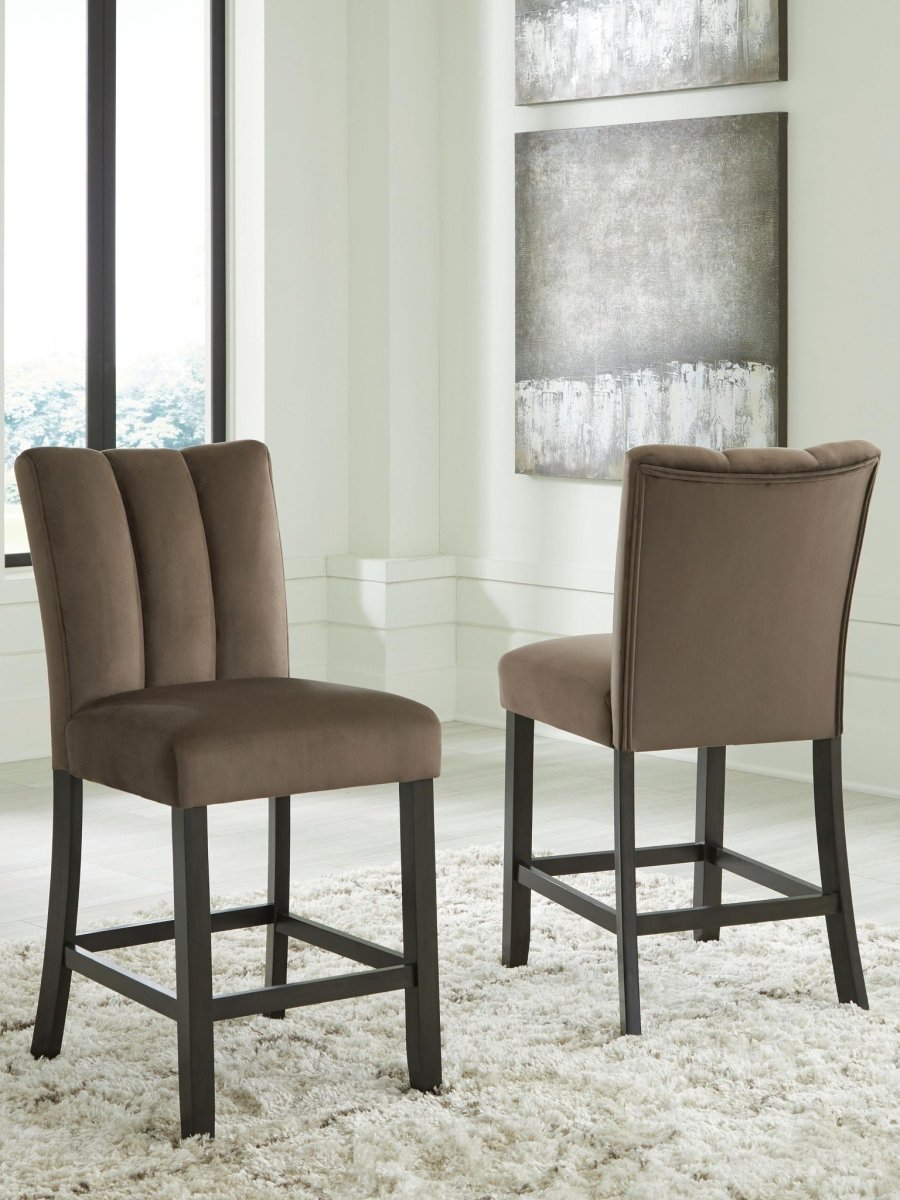 Jeshina - Upholstered Barstool (Set of 2) - Mocha Stool Sets by Signature Design by Ashley® - Walls Furniture & Mattress