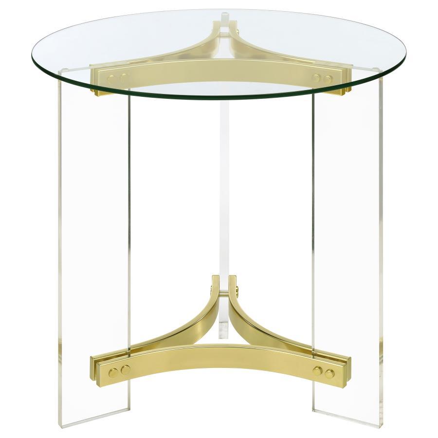 Janessa - Round Glass Top Acrylic Leg Table End Tables by Coaster Fine Furniture - Walls Furniture & Mattress