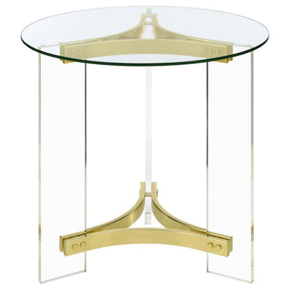 Janessa - Round Glass Top Acrylic Leg Table End Tables by Coaster Fine Furniture - Walls Furniture & Mattress