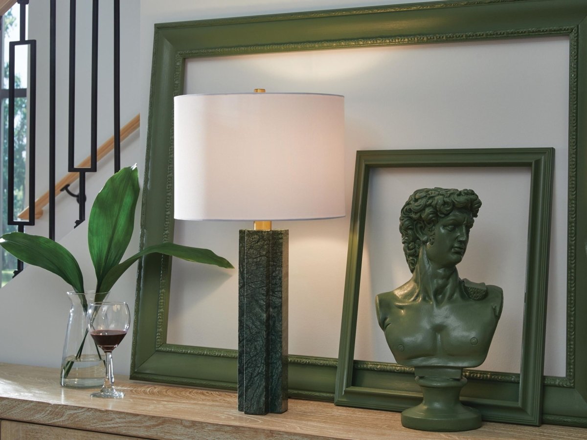 Keegan - Marble Table Lamp - Green Table Lamps by Signature Design by Ashley® - Walls Furniture & Mattress