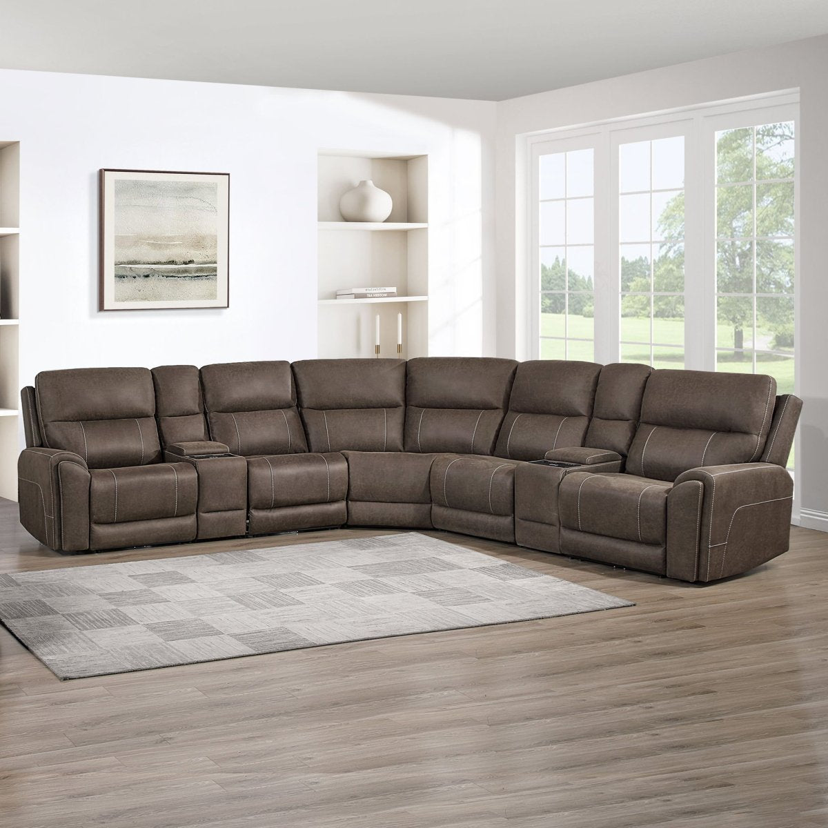 Gaia - 7 Piece P2 Power Sectional - Brown Reclining Sectionals by New Classic - Walls Furniture & Mattress