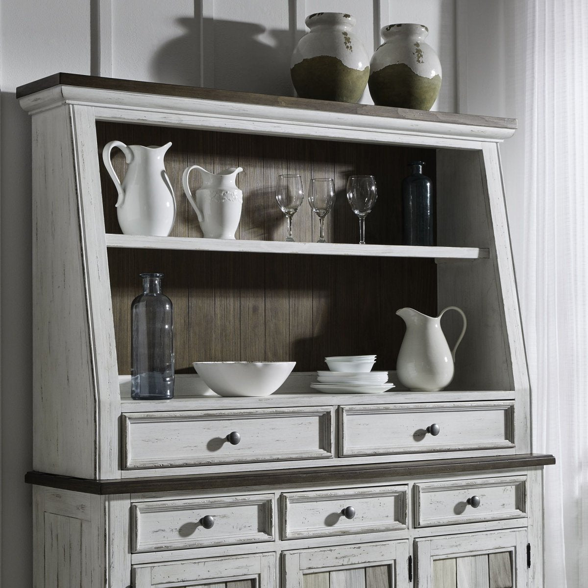 River Place - Angled Server Hutch - White Hutches by Liberty Furniture - Walls Furniture & Mattress