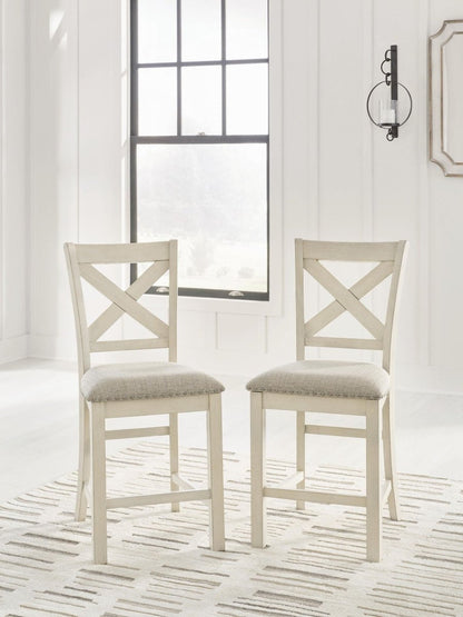 Robbinsdale - Upholstered Barstool (Set of 2) - Antique White Stool Sets by Signature Design by Ashley® - Walls Furniture & Mattress