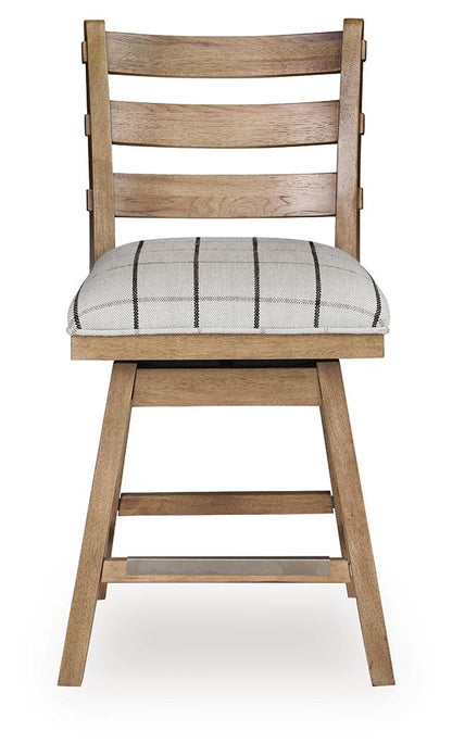 Ridgester - Upholstered Swivel Barstool (Set of 2) - Light Brown Stool Sets by Benchcraft® - Walls Furniture & Mattress