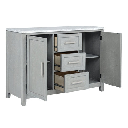 Fiona - Marble Top Dining Buffet / Server - Mist Gray Buffets by New Classic - Walls Furniture & Mattress