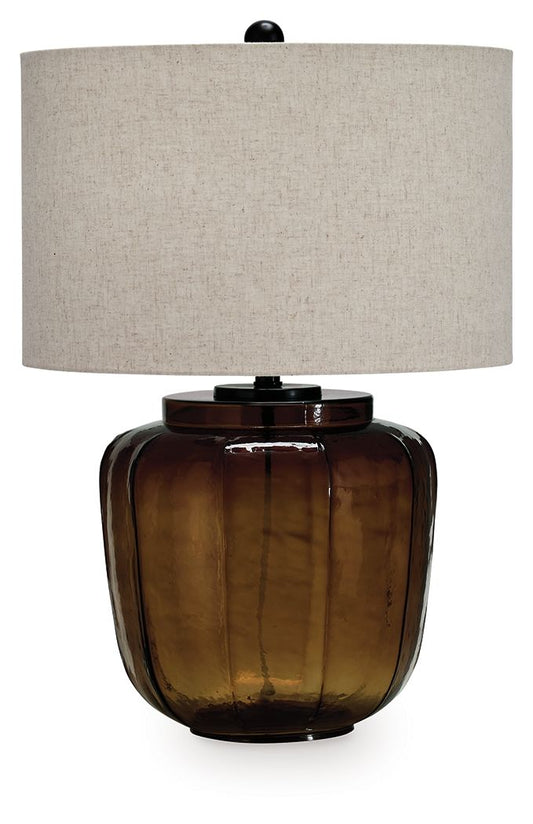 Bainmore - Amber - Glass Table Lamp Table Lamps by Signature Design by Ashley® - Walls Furniture & Mattress