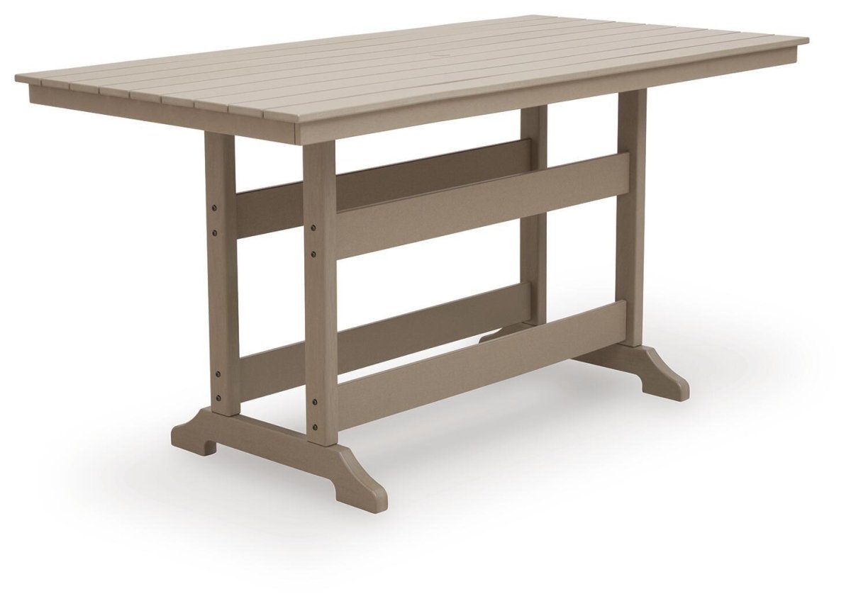 Seacliff Beach - Rectangular Counter Height Dining Table With Umbrella Option - Medium Brown Dining Tables by Signature Design by Ashley® - Walls Furniture & Mattress