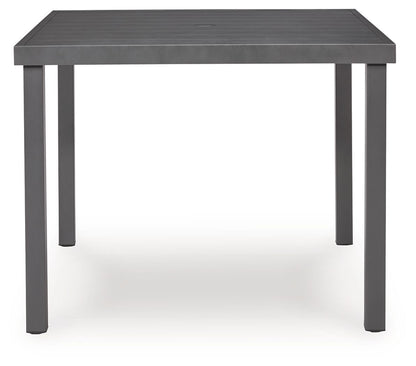 Rocky Creek - Square Dining Table With Umbrella Option - Gray Dining Tables by Signature Design by Ashley® - Walls Furniture & Mattress