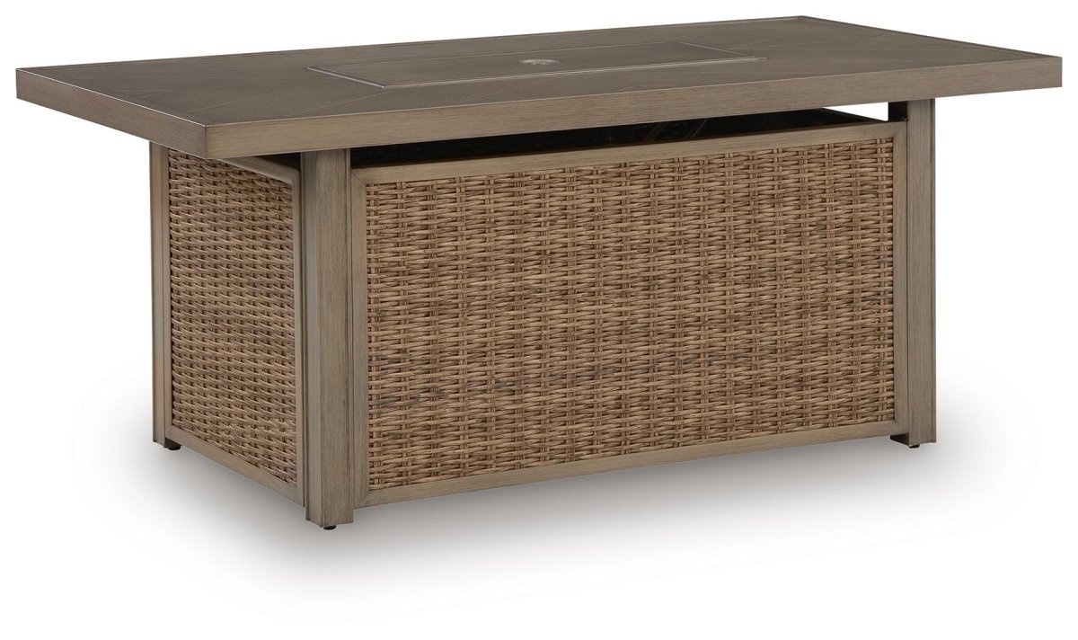 Laguna Heights - Rectangular Fire Pit Table - Beige Fire Pits by Signature Design by Ashley® - Walls Furniture & Mattress