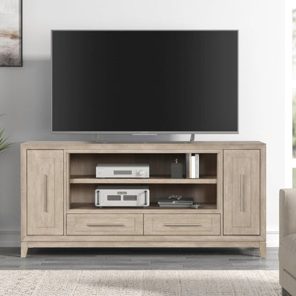 Fireplace TV Consoles - 80" Console With Fire FTS - Light Brown Fireplace TV Stands by Liberty Furniture - Walls Furniture & Mattress