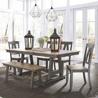 Lindsey Farm - Trestle Table Set 5 Piece Dining Room Sets by Liberty Furniture - Walls Furniture & Mattress