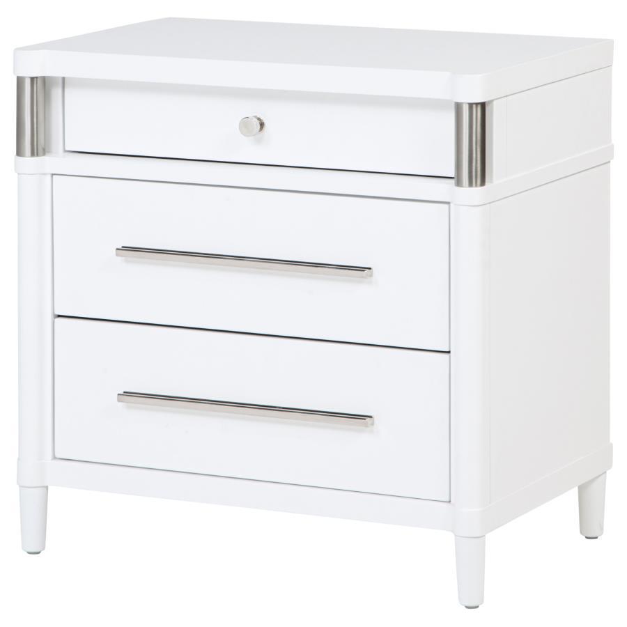 Gracemont - 3 - Drawer Bedroom Nightstand Bedside Table - White Accent Nightstands by Coaster Fine Furniture - Walls Furniture & Mattress