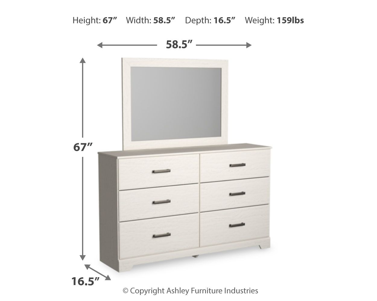 Stelsie - Dresser, Mirror - White Dresser & Mirror by Signature Design by Ashley® - Walls Furniture & Mattress
