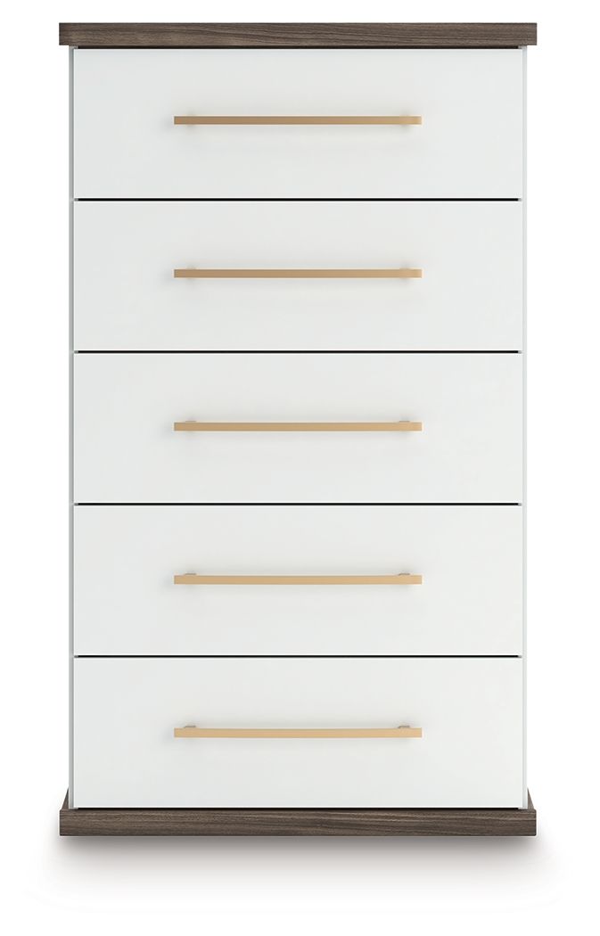Kendanport - Brown / White - Five Drawer Chest Accent Chests by Signature Design by Ashley® - Walls Furniture & Mattress