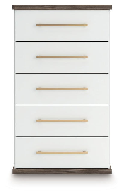 Kendanport - Brown / White - Five Drawer Chest Accent Chests by Signature Design by Ashley® - Walls Furniture & Mattress