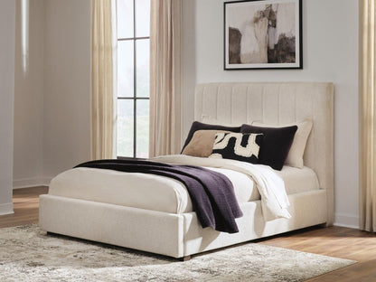 Shoralli - Queen Upholstered Storage Bed - Beige Storage Beds by Signature Design by Ashley® - Walls Furniture & Mattress
