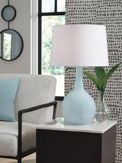 Rylanton - Glass Table Lamp - Aqua Table Lamps by Signature Design by Ashley® - Walls Furniture & Mattress