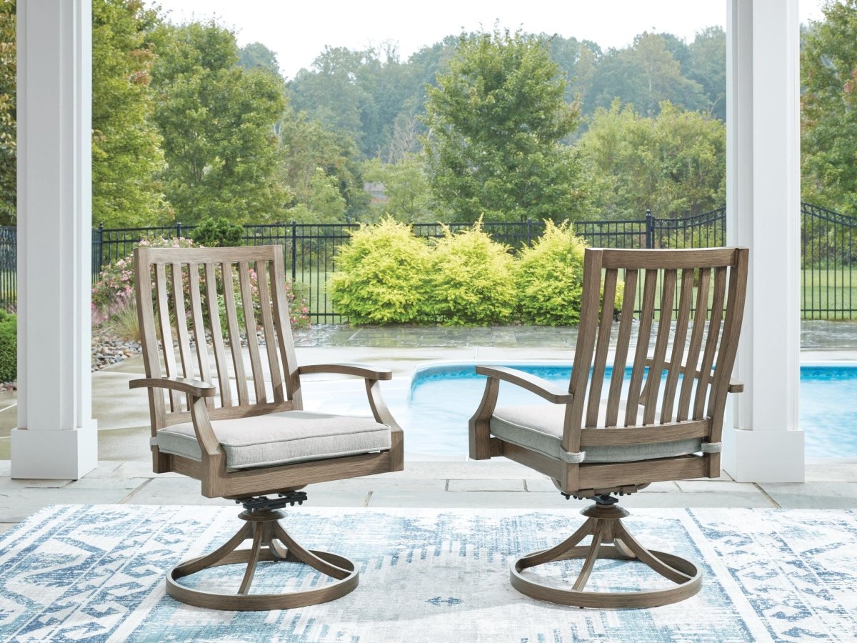 Rainier Ranch - Swivel Chair With Cushion (Set of 2) - Brown / Beige Chair Sets by Signature Design by Ashley® - Walls Furniture & Mattress