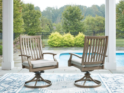 Rainier Ranch - Swivel Chair With Cushion (Set of 2) - Brown / Beige Chair Sets by Signature Design by Ashley® - Walls Furniture & Mattress