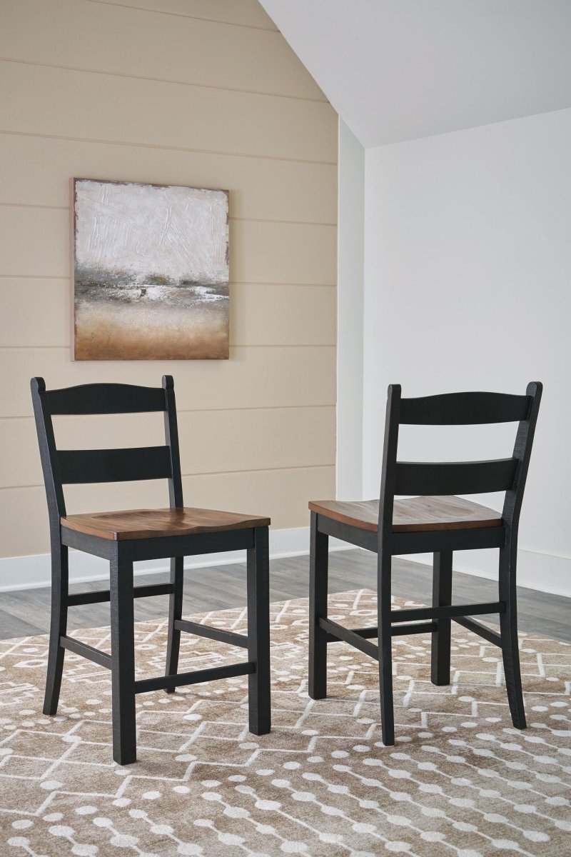 Valebeck - Barstool (Set of 2) - Black / Brown Stool Sets by Signature Design by Ashley® - Walls Furniture & Mattress