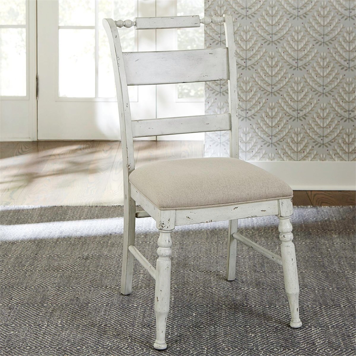 Whitney - Slat Back Side Chair - Antique Linen / Weathered Gray Side Chairs by Liberty Furniture - Walls Furniture & Mattress