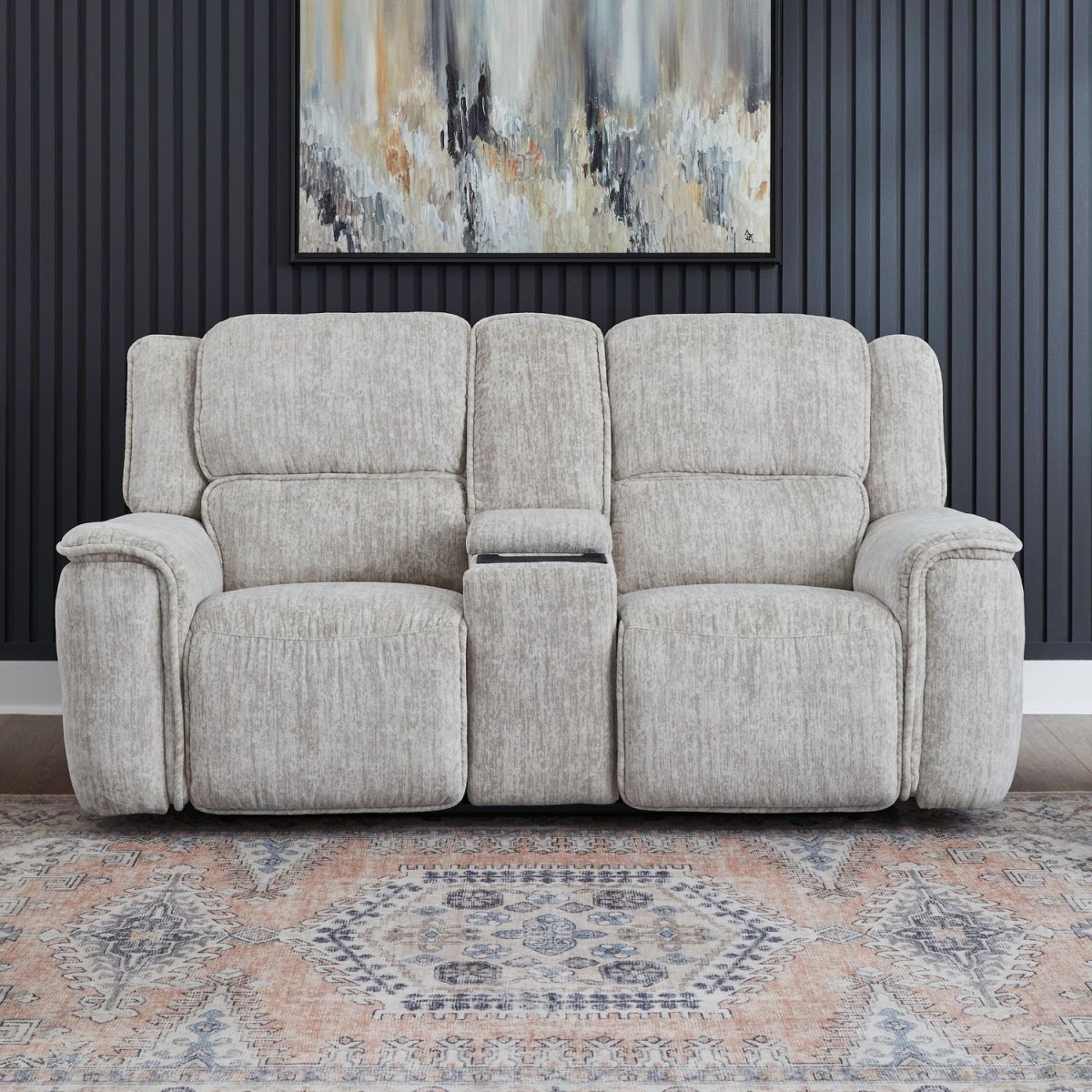 Clayton - Loveseat With Console P3 & ZG - Galactic Parchment Reclining Loveseats by Liberty Furniture - Walls Furniture & Mattress