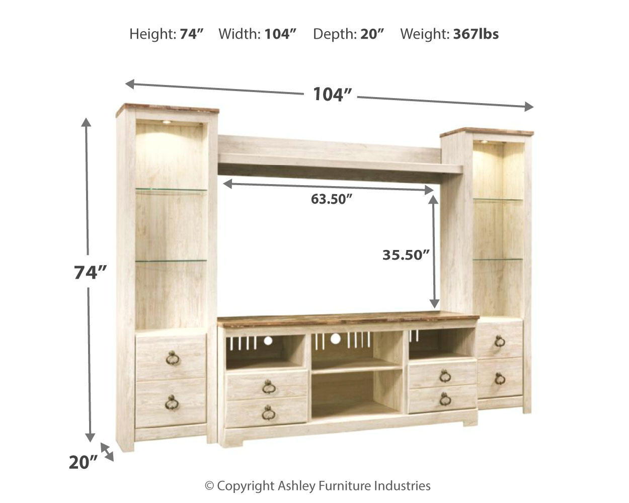 Willowton - Entertainment Center With Fireplace Option Entertainment Centers by Signature Design by Ashley® - Walls Furniture & Mattress