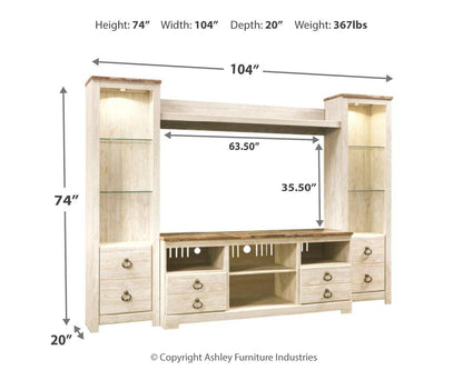 Willowton - Entertainment Center With Fireplace Option Entertainment Centers by Signature Design by Ashley® - Walls Furniture & Mattress