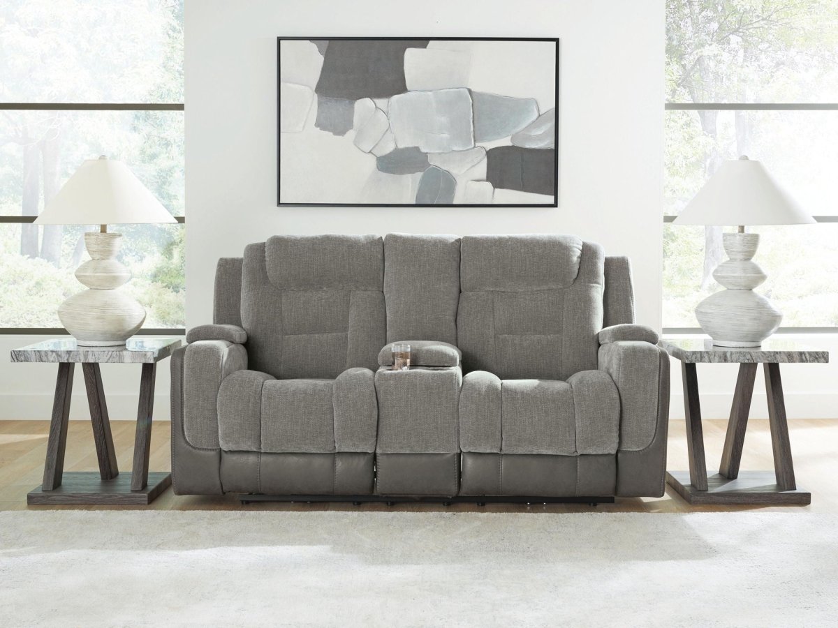 Mixed Motion - Power Reclining Loveseat With Console / Adjustable Headrest Reclining Loveseats by Signature Design by Ashley® - Walls Furniture & Mattress