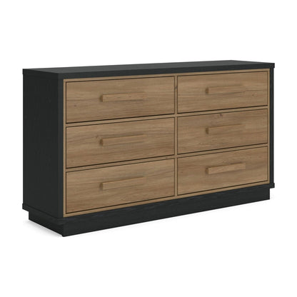 Kozmour - Six Drawer Dresser - Black / Brown Dressers by Signature Design by Ashley® - Walls Furniture & Mattress