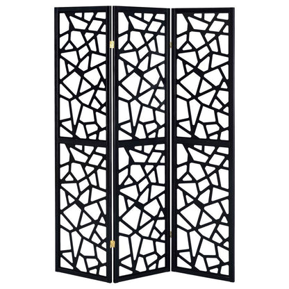 Nailan - 3 - Panel Room Divider Folding Screen Open Mosaic - Black Room Dividers by CoasterEveryday - Walls Furniture & Mattress
