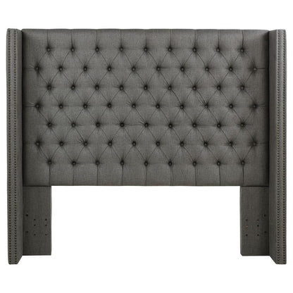 Bancroft - Upholstered Eastern King Wingback Headboard - Gray