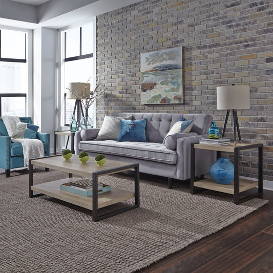 Sun Valley - 3 Piece Table Set With Faux Metal - Light Brown Table Sets by Liberty Furniture - Walls Furniture & Mattress