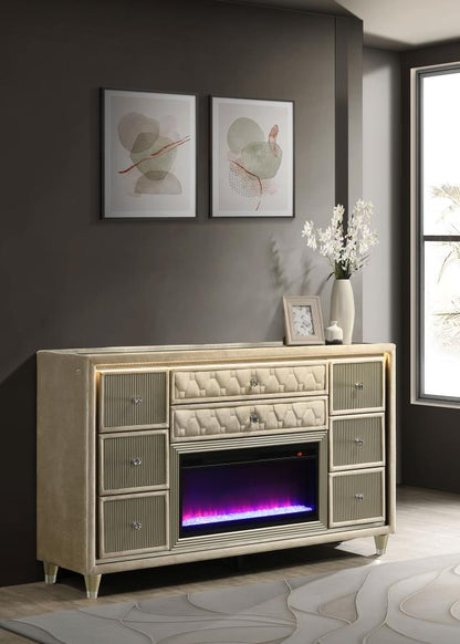 Lorient - 8 - Drawer LED Bedroom Flame Box Dresser Dressers by Coaster Fine Furniture - Walls Furniture & Mattress