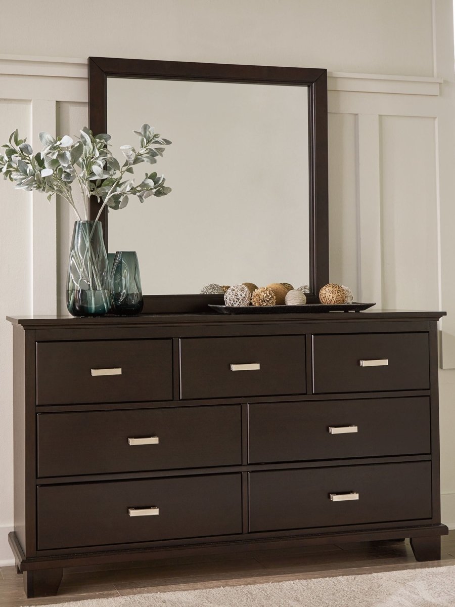 Covetown - Dresser And Mirror - Dark Brown Dresser & Mirror by Signature Design by Ashley® - Walls Furniture & Mattress
