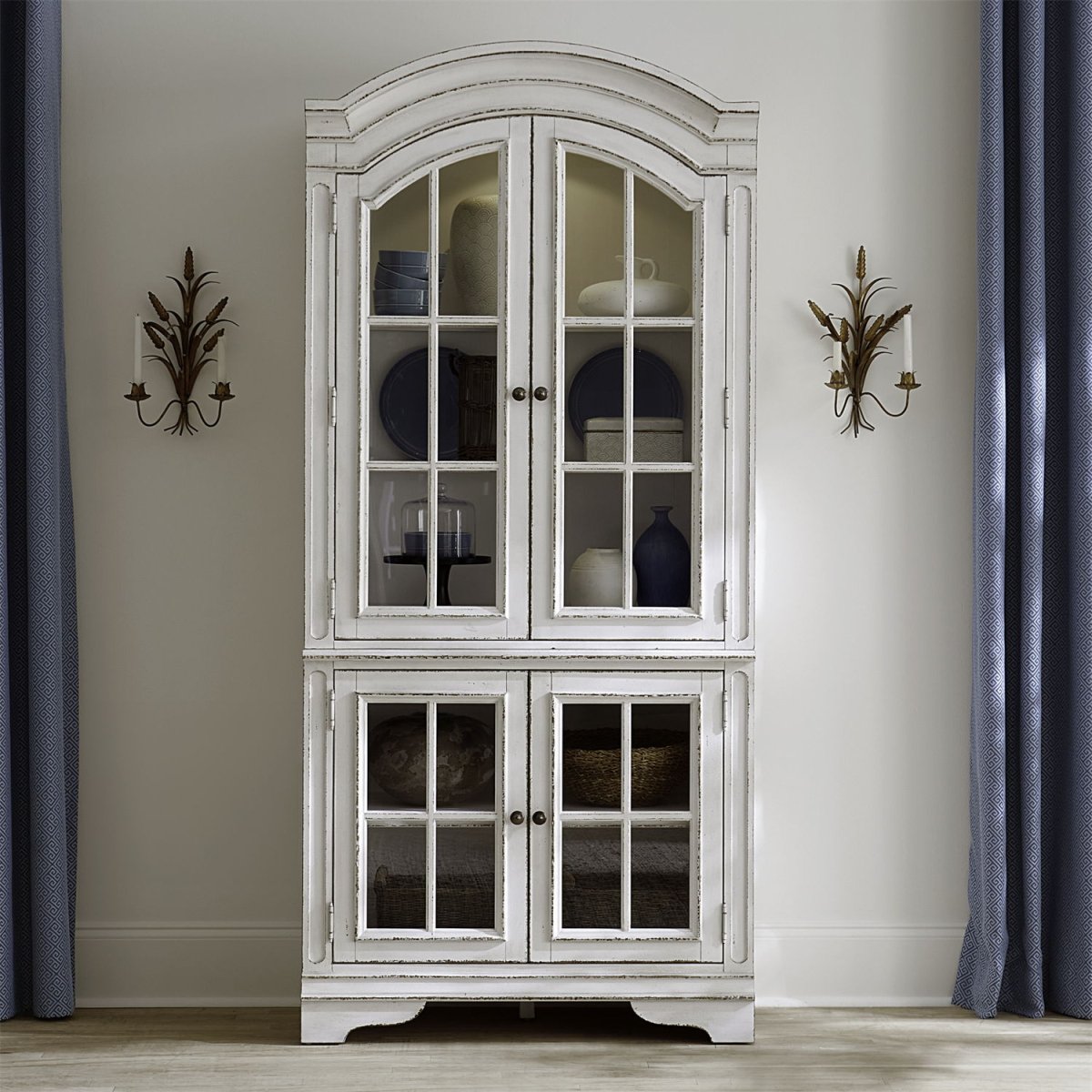 Magnolia Manor - Display Cabinet - Antique White Display Cabinets by Liberty Furniture - Walls Furniture & Mattress