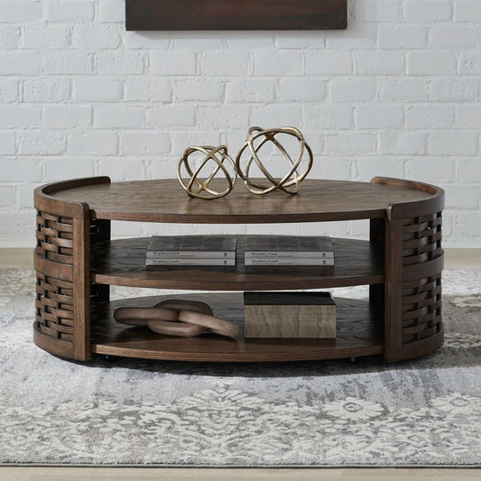 Warren Park - Oval Cocktail Table - Brown Cocktail Tables by Liberty Furniture - Walls Furniture & Mattress