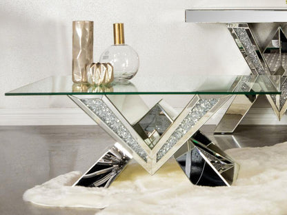 Taffeta - Glass Top Mirrored Acrylic Table End Tables by CoasterElevations - Walls Furniture & Mattress