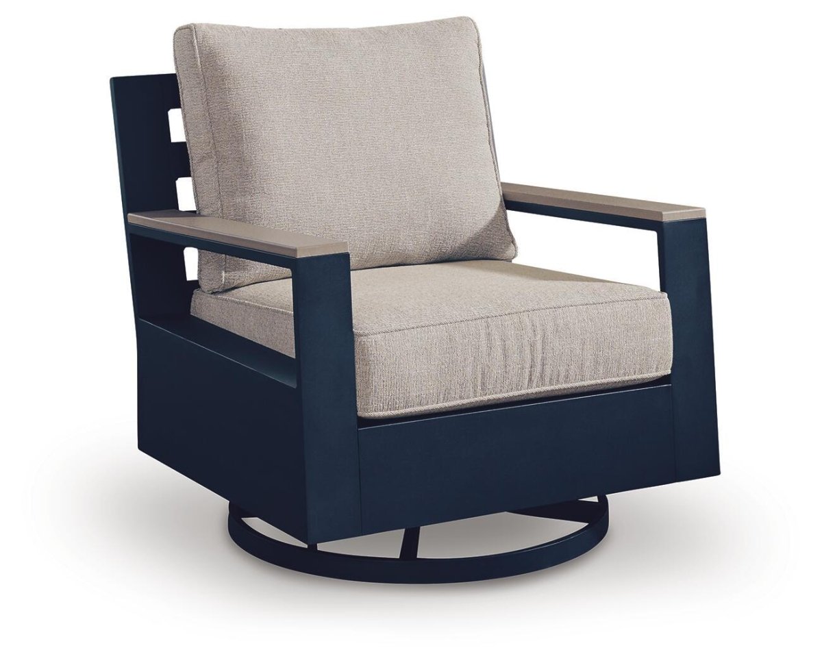 East Beach - Swivel Glider Chair With Cushion - Blue Swivel Chairs by Signature Design by Ashley® - Walls Furniture & Mattress