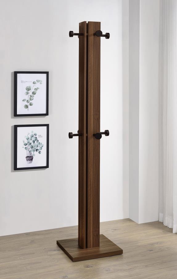Rikkie - Coat Rack And Mirror - Walnut Freestanding Coat Racks by Coaster Fine Furniture - Walls Furniture & Mattress