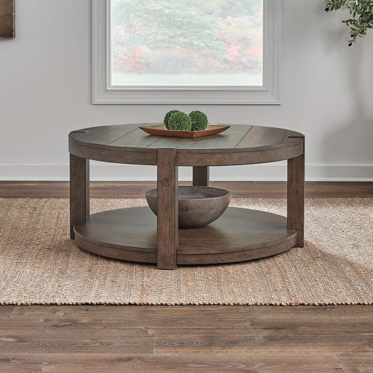 Broadmore - Round Cocktail Table - Brown Cocktail Tables by Liberty Furniture - Walls Furniture & Mattress