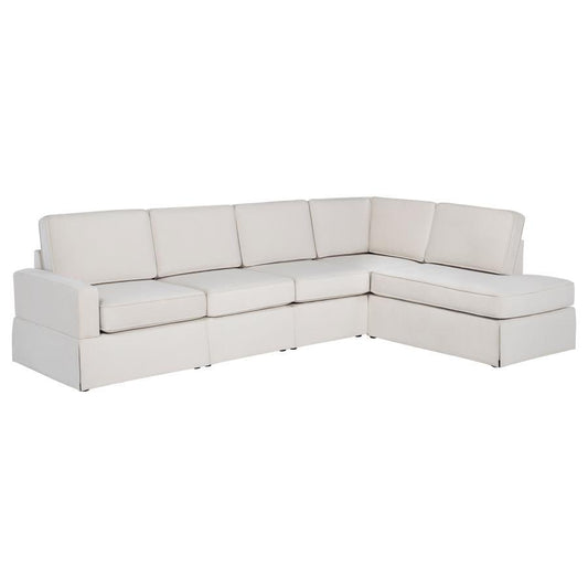 Delmar - Velvet Upholstered Sectional Sofa Skirted Base - Latte Stationary Sectionals by Coaster Fine Furniture - Walls Furniture & Mattress