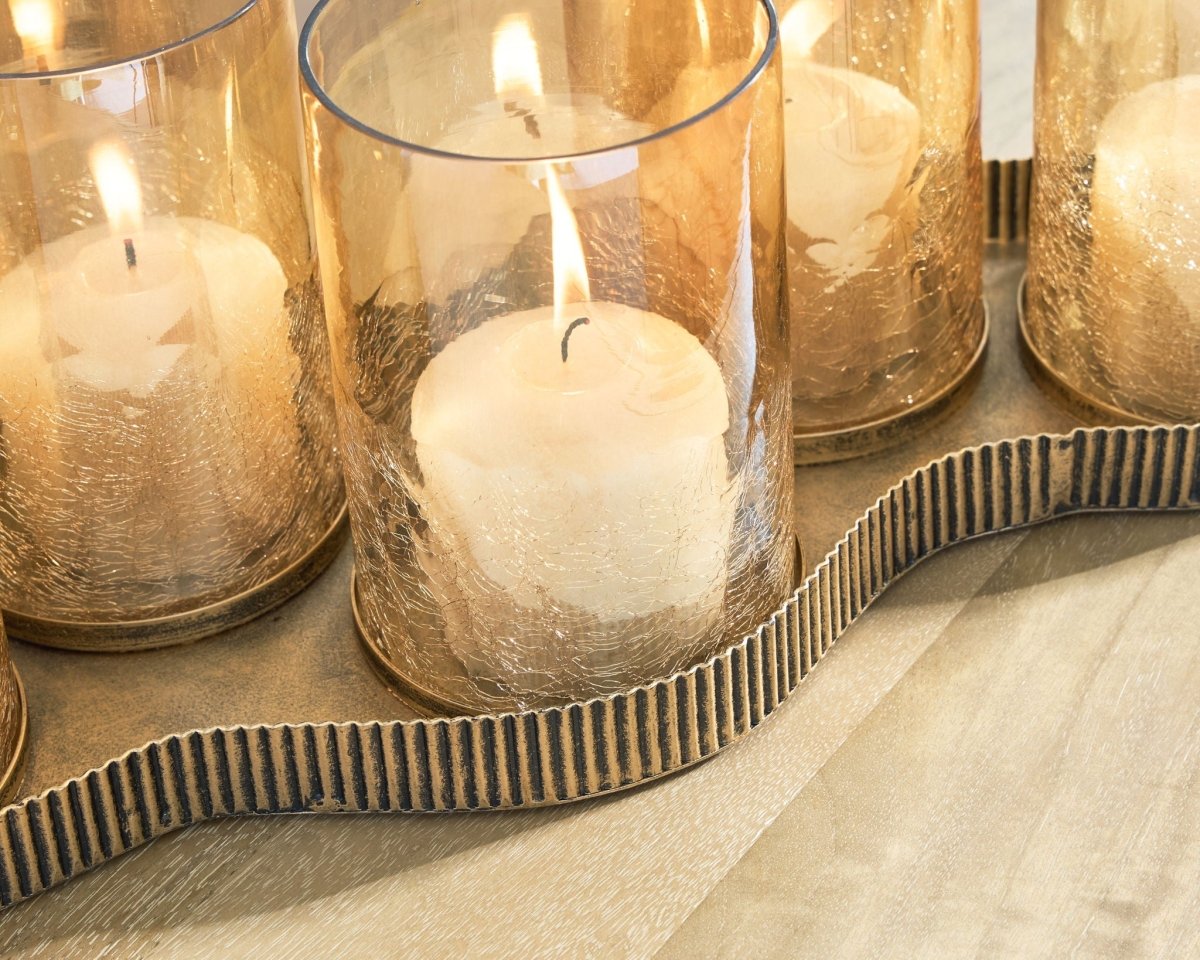 Evereton - Antique Gold Finish - Candle Holder Candles & Holders by Signature Design by Ashley® - Walls Furniture & Mattress