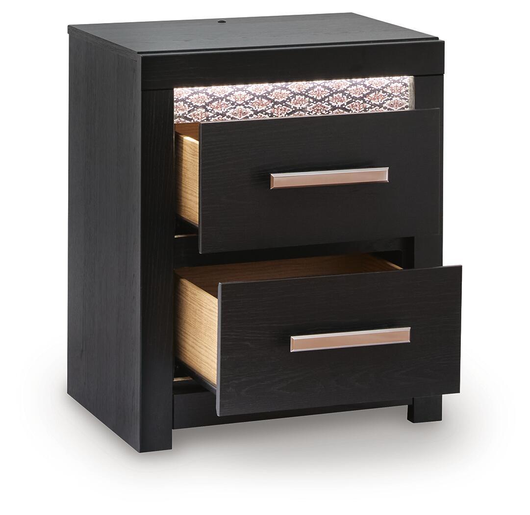 Shoralli - Two Drawer Night Stand - Black Nightstands w/ Charging Stations by Signature Design by Ashley® - Walls Furniture & Mattress