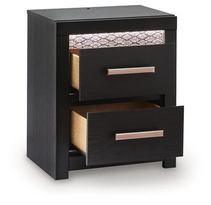 Shoralli - Two Drawer Night Stand - Black Nightstands w/ Charging Stations by Signature Design by Ashley® - Walls Furniture & Mattress