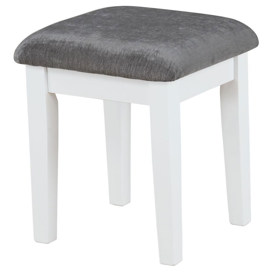 Elijah - Vanity Set With Lighting & Stool - White And Dark Gray Vanity Sets by CoasterEveryday - Walls Furniture & Mattress