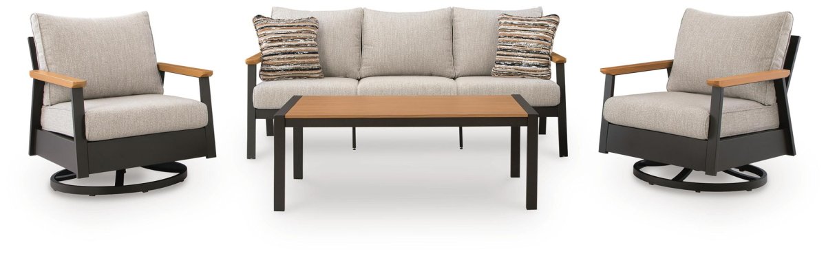 Carmel Highlands - Sofa, Chairs, Table Set (Set of 4) - Dark Brown 4 Piece Outdoor Sets by Signature Design by Ashley® - Walls Furniture & Mattress
